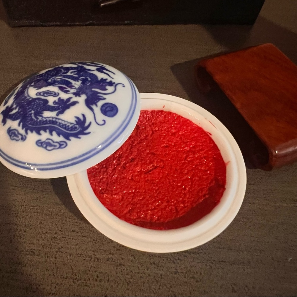 Chinese Carved Shou Shan Soap Dragon Seal LONG LIFE Set - Picture 3 of 6